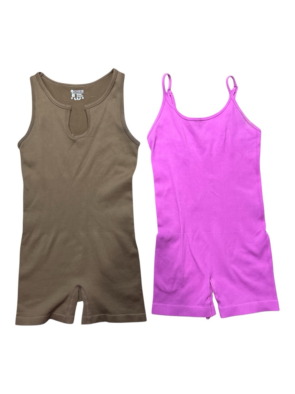 Lot of 2 Ribbed Seamless Activewear Rompers / Onesies Small